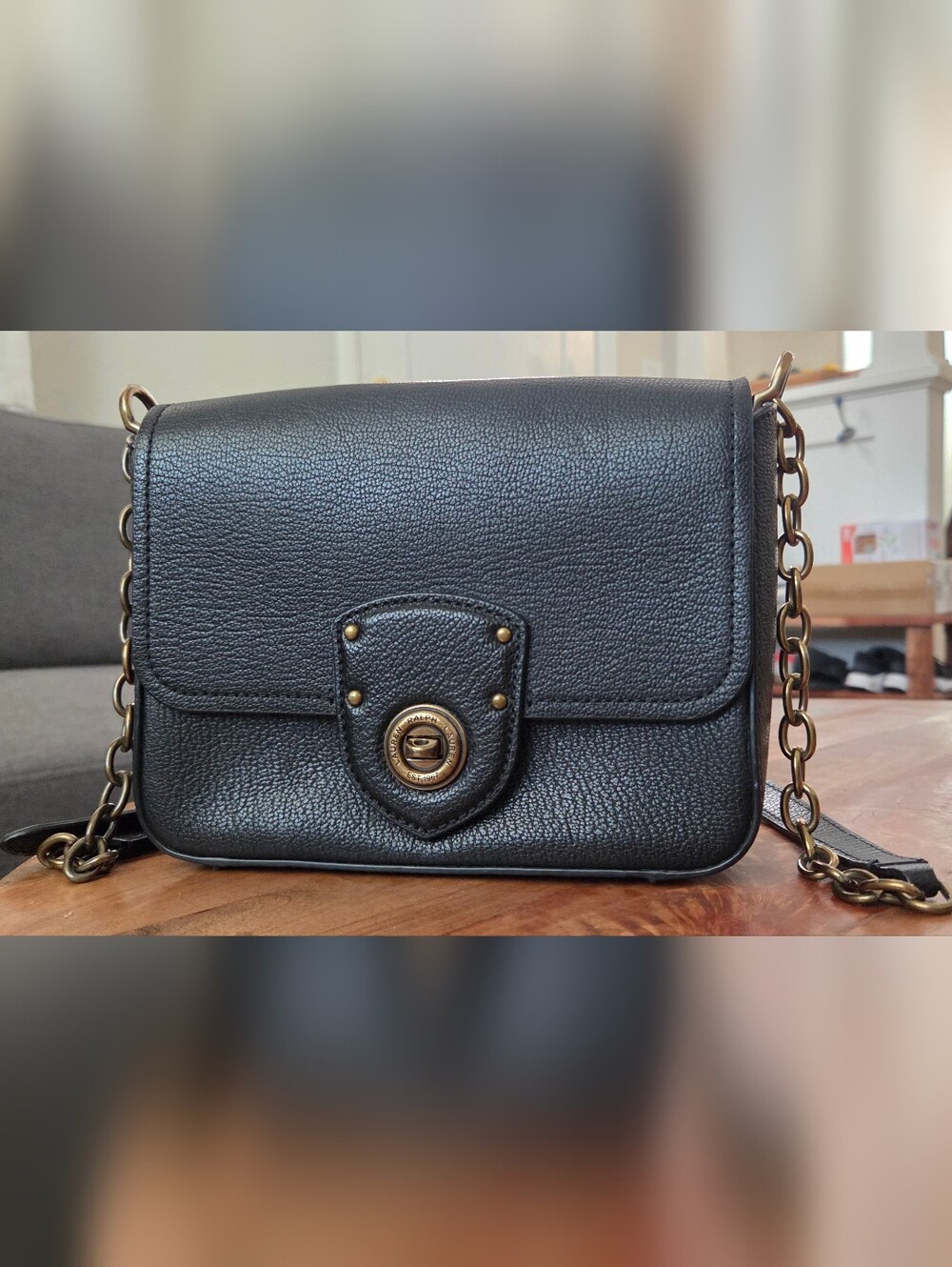 Ralph Lauren Black Leather Crossbody Bag